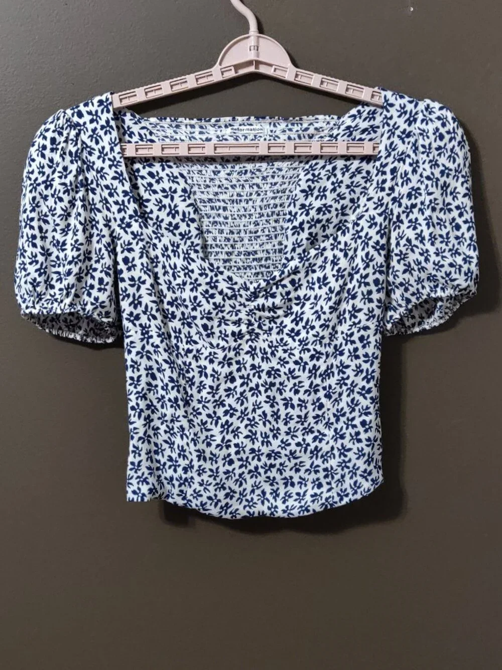 Reformation Floral Marmalade Top With Smocked Back Size 6